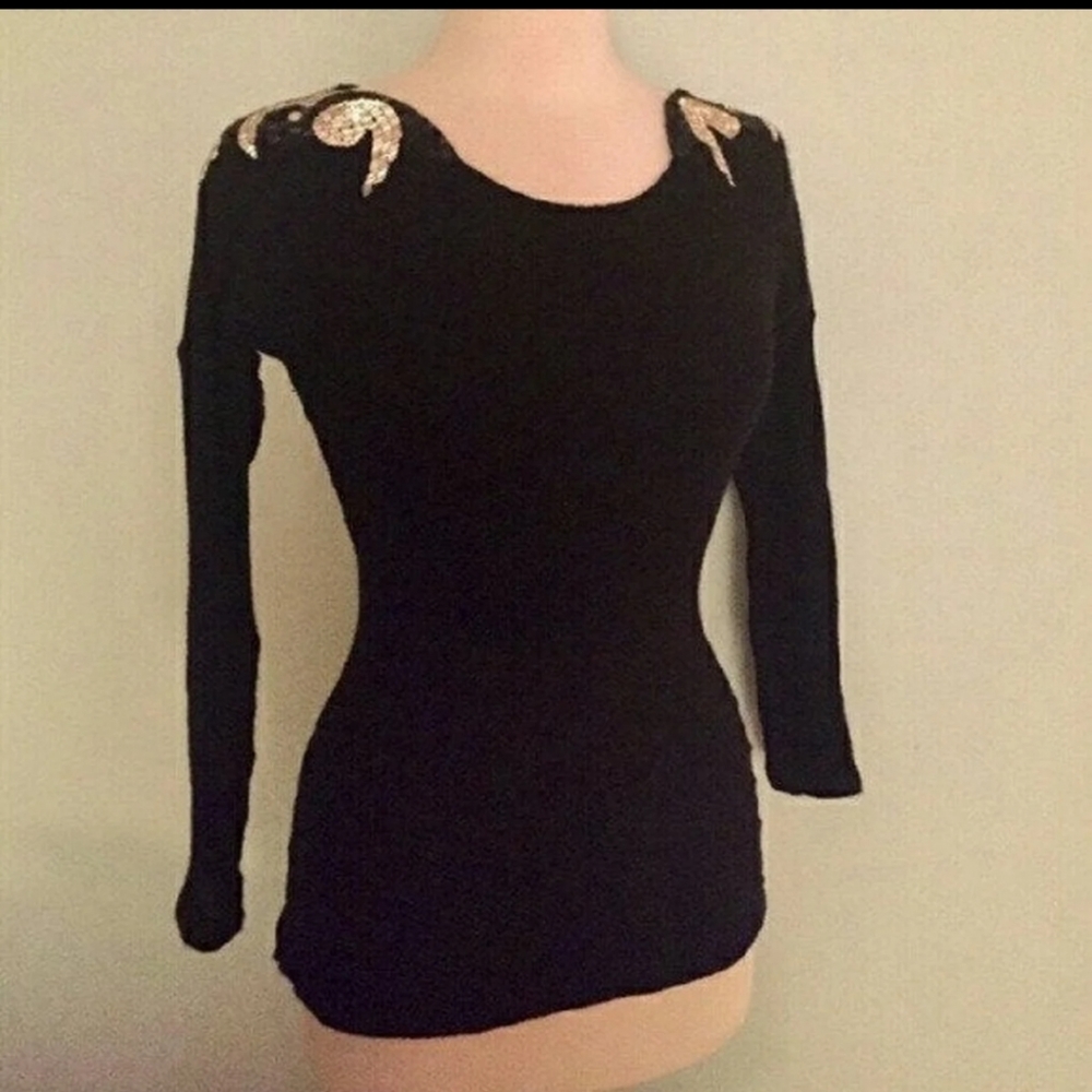 Sky brand clothing fitted blk cashmere sweater xs - Picture 2 of 4